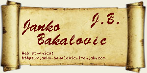 Janko Bakalović vizit kartica